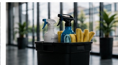 Organized commercial cleaning supplies